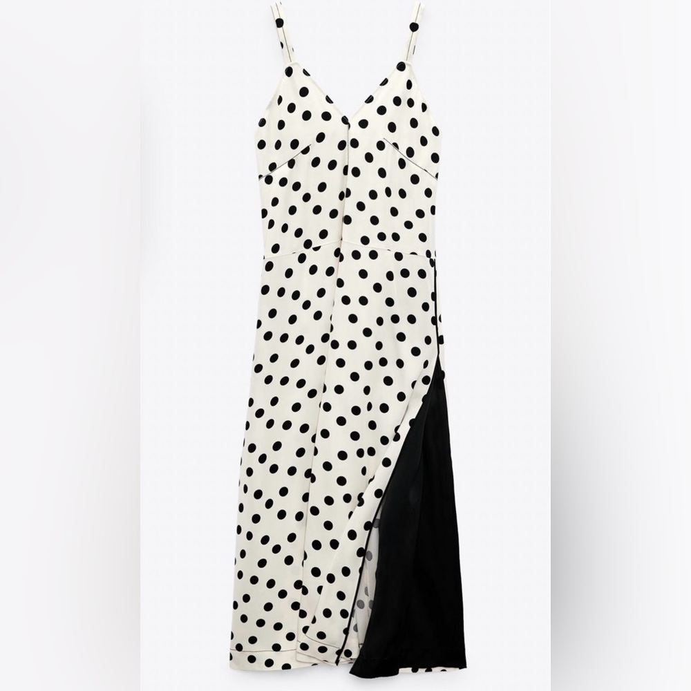 ZARA POLKA DOT LONG SLIP DRESS LIMITED